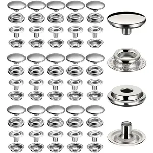 60 count Stainless Steel Snap Fastener,  15mm Heavy Duty Snap Button Press Stud Cap for Jeans Fabric Jackets Clothes Bag Leather DIY Craft