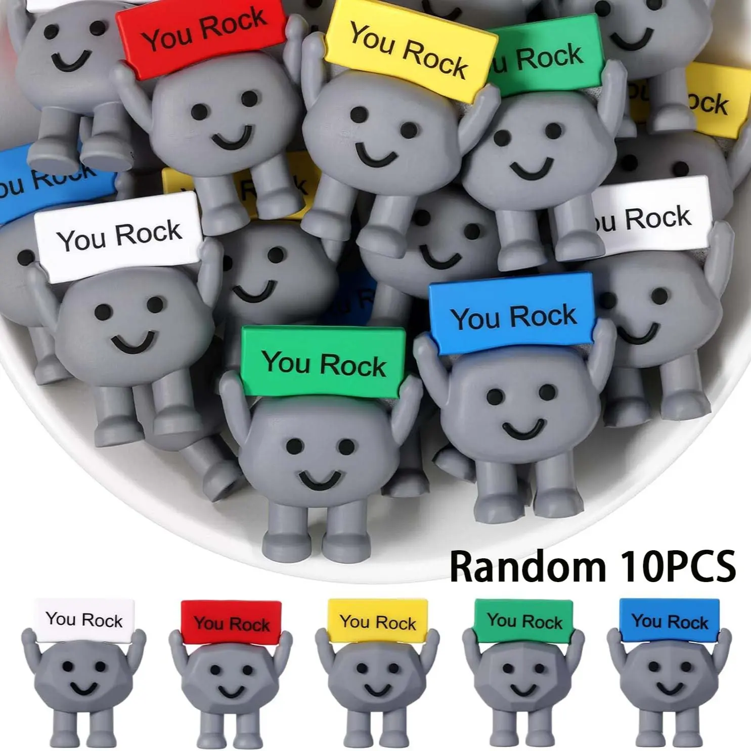 10pcs You Rock Mini Figures, Stocking Stuffers, Inspirational Party Favors, Party Favor Packs, Employee Appreciation Gifts, Bulk Gifts for Coworkers, Motivational