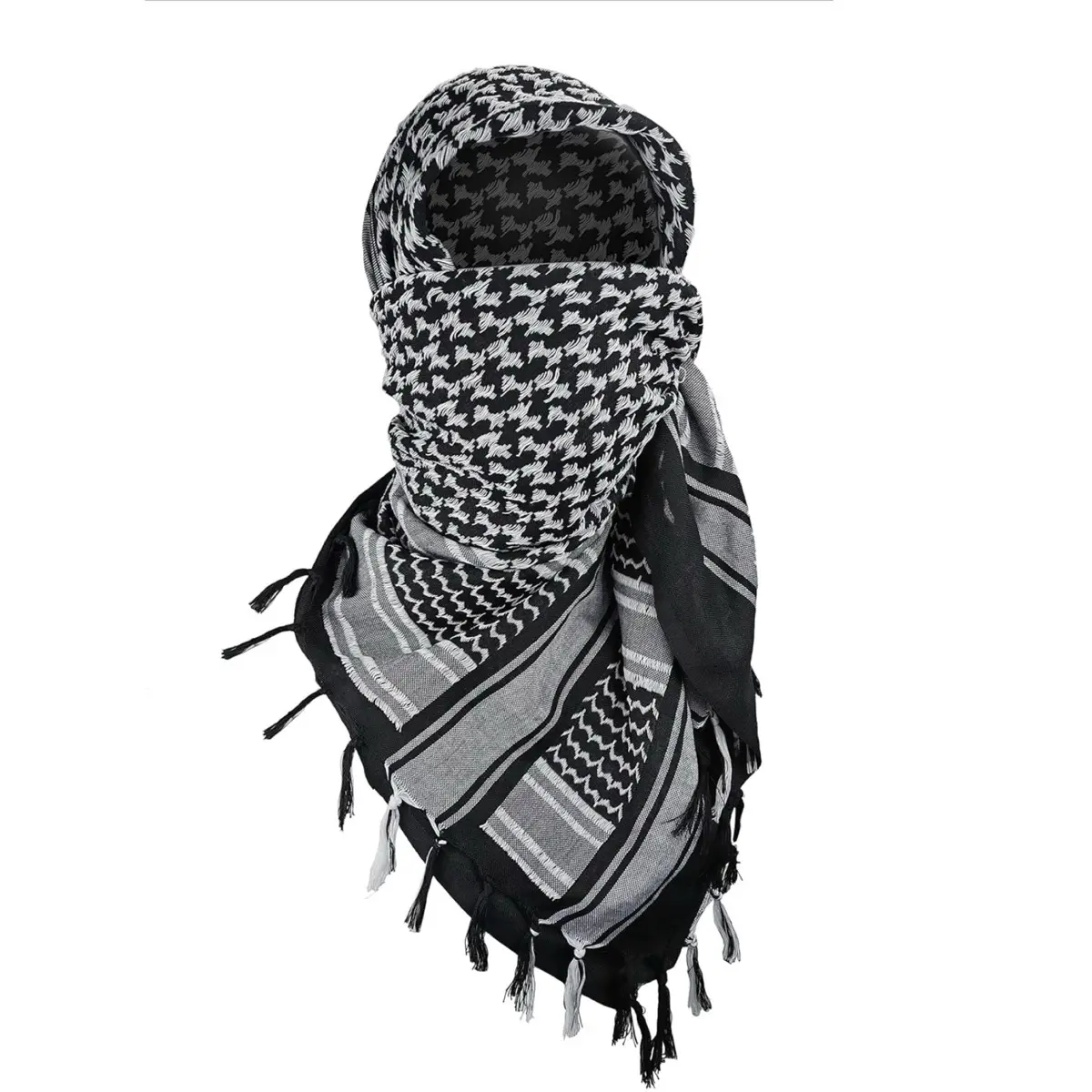 Shemagh Black/White 100% Cotton Keffiyeh Scard Wrap Men and Women