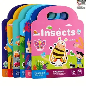 Reusable Sticker Book, Sticker Album, 1/6 Counts Waterproof Double-sided Design Sticker Book, Educational Toy for Kids, Art Stickers, Perfect for Gifts