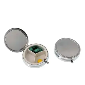 3 Cell Metal Pill Boxes Stainless Steel Round Pill Boxes Medicine Organizer Container Medicine Case Splitters Pill Candy Box