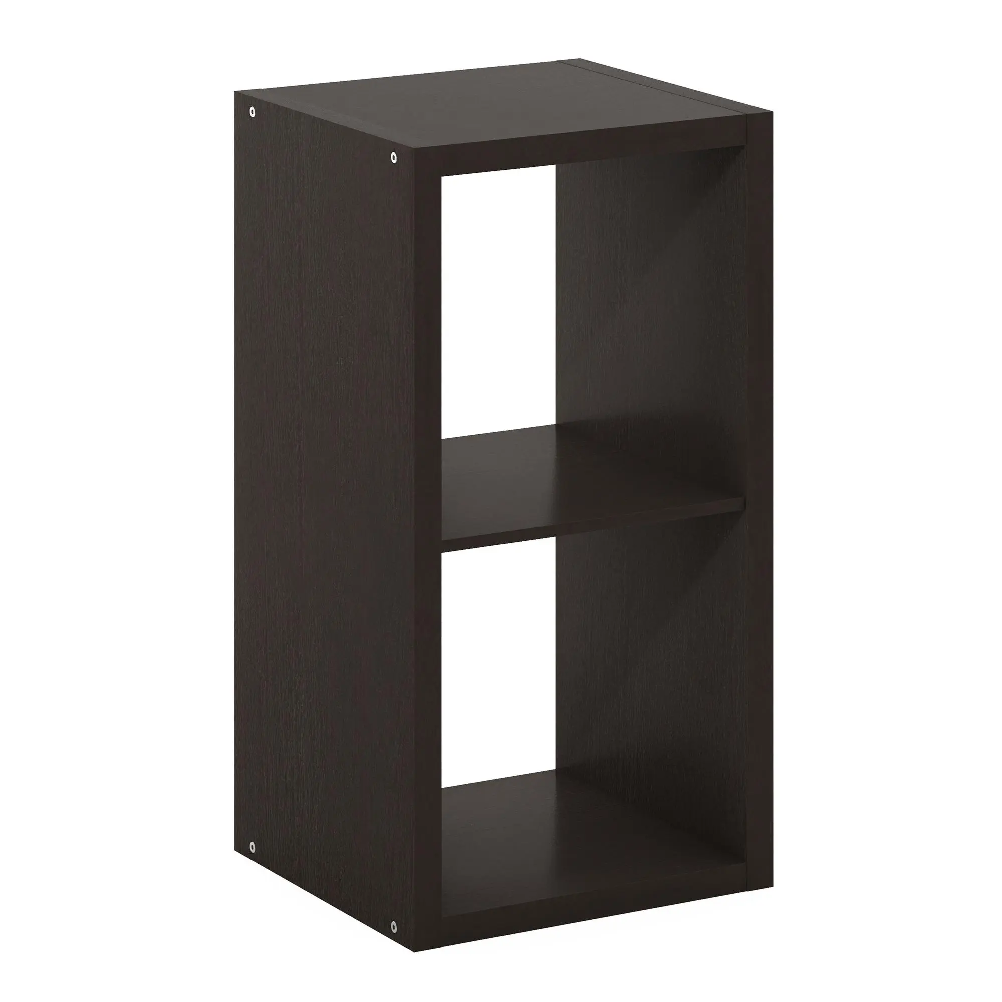 Black Dark Oak 2-Cube Thick-Frame Open Back Bookcase - Modern Composite Wood Reversible Cubicle Shelf, 14.6x15.9x30in, for Living Room, Home Office