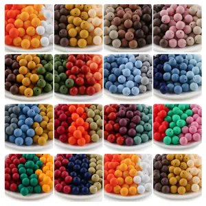 9/121519mm Silicone Beads - Solid Color Silicone Beads Keychain Necklace Bracelet Making Set, DIY Accessories, Art Handicraft Materials, Bead Assortment