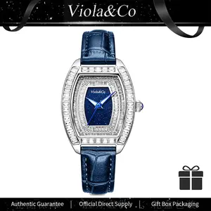 Ladies' luxury all diamond watch -30M waterproof, barrel shaped women's watch, dial and case all diamond, leather strap,crystal encrusted watch,crocodile leather strap,luxury quartz watch,elegant dress watch,designer inspired watch,classic bling watch