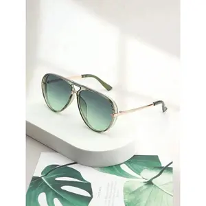 Women's Ombre Tinted Lens Aviator Sunglasses, Aviator Shades, Fashionable Frames Sunglasses, Trendy Casual Sunglasses for Everyday Use, Fashion Accessories for Outdoor Activities