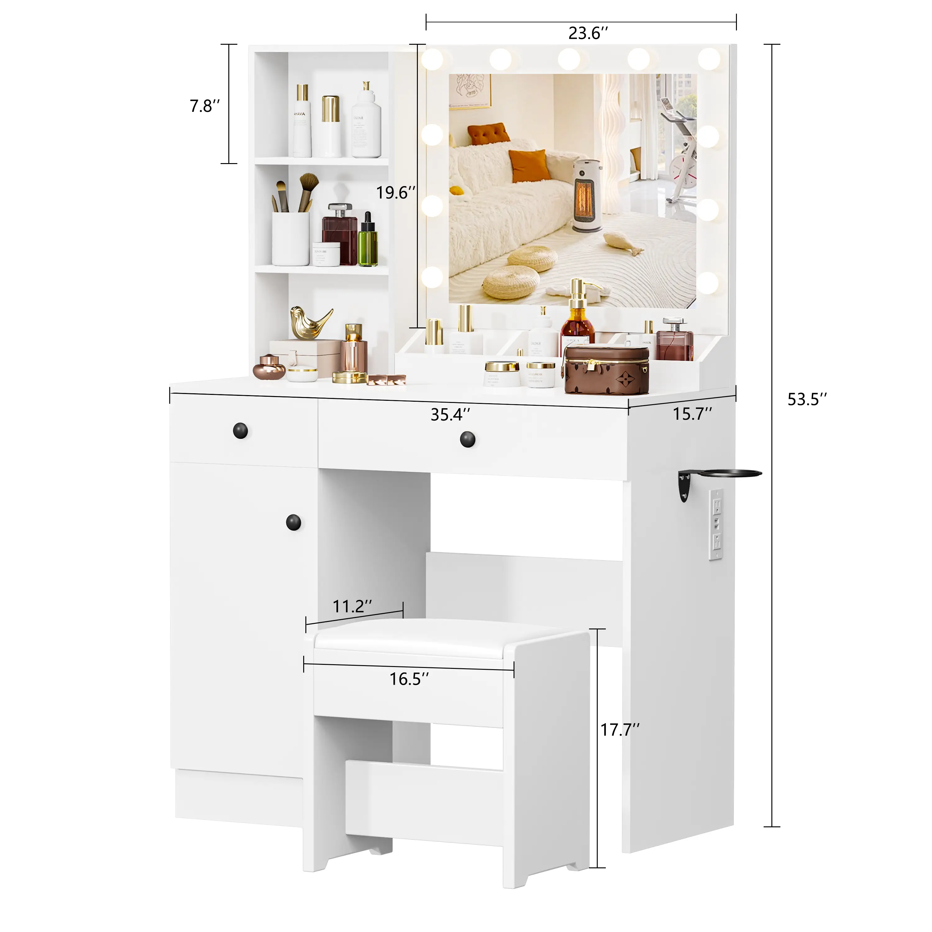 All White-Light bulb-Non-folding tabletop