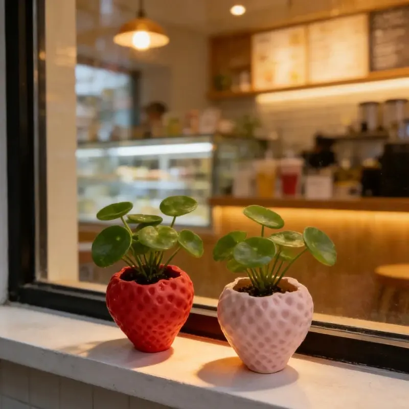 2 Piece Mini Strawberry Flower Pots, Realistic Texture Fruit Pattern, Plastic Planter, Rustic Style, /, Desktop Succulent Decor, Decorative Pot, Home Decor Pots, Succulent Planters, Gardening Enthusiasts