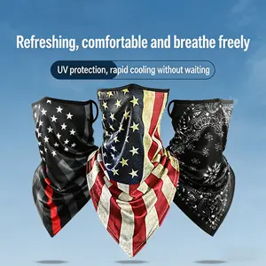 Summer "Ice Silk" Head Scarf — Sun-Protective Cycling Face Mask, Versatile Riding Bandana, Magic Headwear, Printed Ear-Loop Triangle Scarf