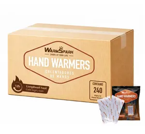 WarmSpark Hand Warmers Bulk - 240 Paris -  Long-Lasting Up to 12 Hours for Warm Body, Safe Portable Hand Warmers for Hand & Foot, Heater for Camping, Fishing (6 Boxes)