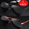 ShineThru Unisex Polarized Aviator Sunglasses 2-Pair Set - Durable Full Rim Metal Frames, PC Polarized Anti-Glare Lenses, Full UV Protection, Adults' Accessories, Men's & Women's Sunglasses, Ideal for Driving, Outdoor Activities
