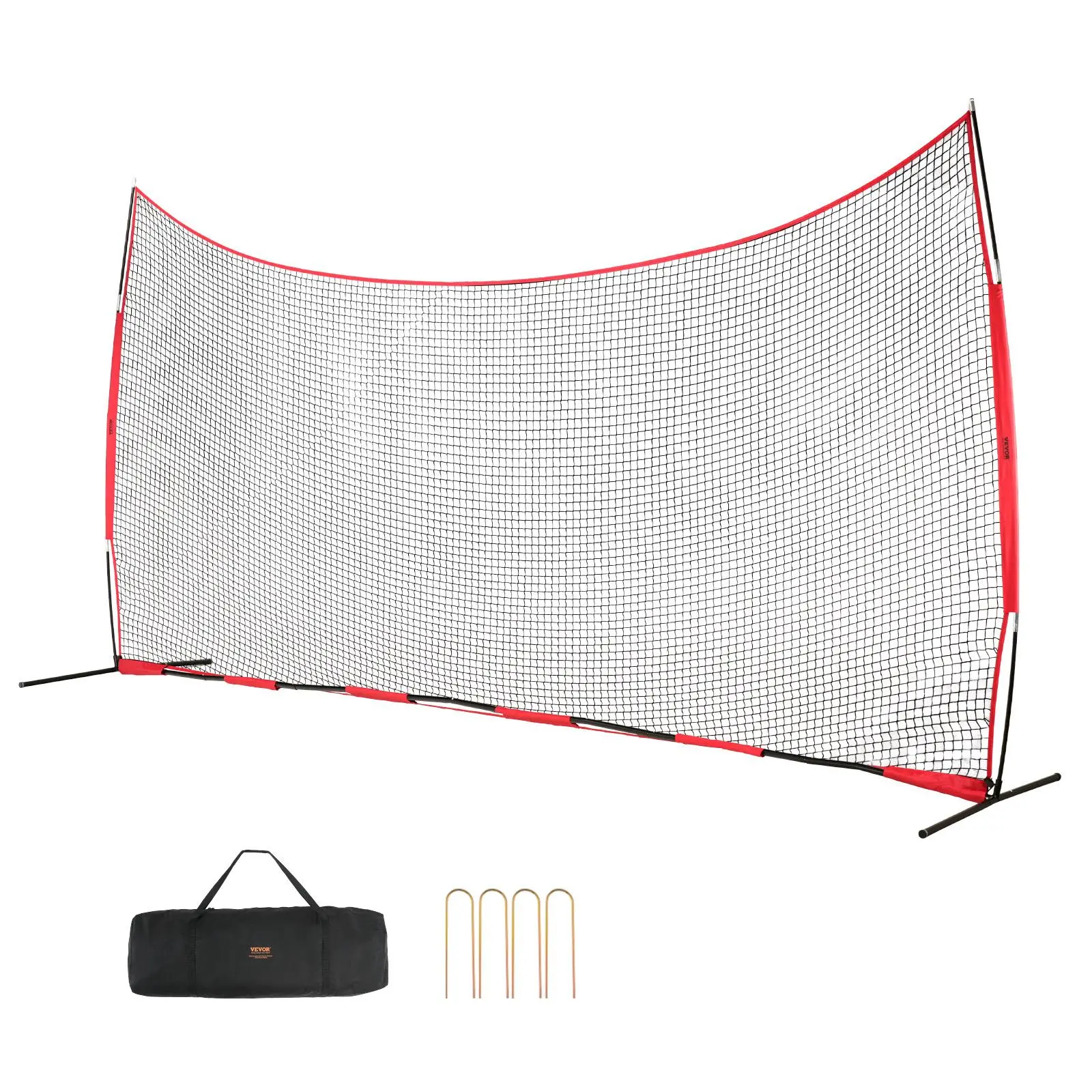 VEVOR Barricade Backstop Net,  20x10 ft Ball Sports Barrier Netting, Portable Practice Equipment with Carry Bag, Protection Screen for Baseball Softball Lacrosse Soccer Hockey Training, for Backyard,summerwins