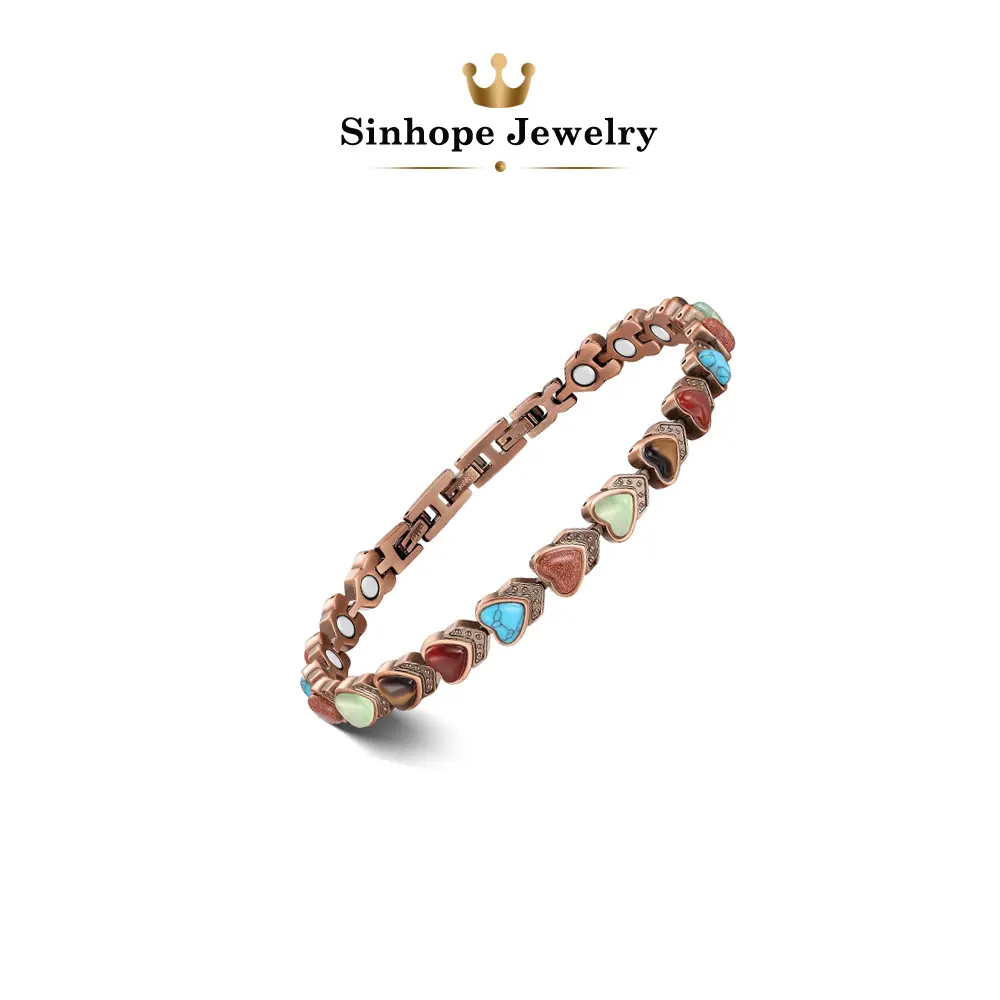 Elegant Heart Magnetic Anklet for Women, 99.9% Pure Copper with 3800 Gauss Neodymium Magnets, Adjustable for Everyday Wear, Alloy, Exquisite Gift