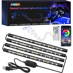 Car Interior Lights Led Car Lights Interior with Smart App Control,Led Lights Car Interior Mode Sync Mode 2 Lines Design LED Lights Women Men (USB) smart app control interior  led  lights aesthetic  car  mods
