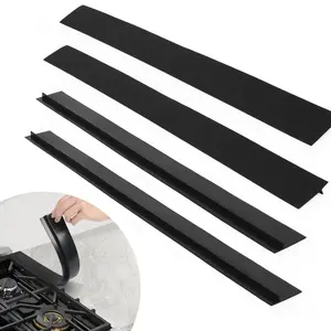 Stove Counter Gap Covers,Flexible Easy Clean Heat Resistant Wide & Long Gap Cap Fillers, Seals Spills Between Appliances, Furniture, Stovetop, Oven, Washer & Dryer,(Black, 21 Inches)