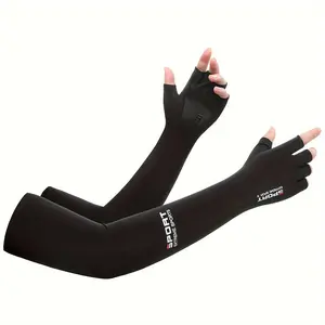 2 Pairs Summer Cooling Arm Sleeves Cover Solid Color Sun Protection Anti Slip Arm Sleeves Great For Running Cycling Basketball