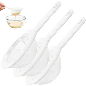 3 count Ultra-Fine Nylon Mesh Strainer - 100/200/300 Mesh Plastic Sieve with Handle, Kitchen Filter Tool for Coffee Soy Milk Juice  Leaf Honey  Yogur