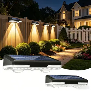 Solar wall fence lights, outdoor waterproof solar step lights, solar-powered ambient decorative lamp for wall rail, porch, backyard garden patio, holiday decor