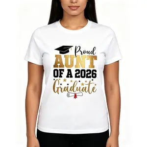 "Proud Aunt of a Class of 2026 Graduate" Unisex T-Shirt - Funny Senior 2026 Celebration Graphic Tee - Graduation Family Event Statement Top - Graduate Auntie Gift Apparel - Classic Short Sleeve Graduation Party Shirt