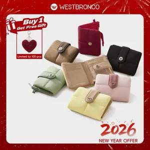 [BUY 1 GET FREE GIFT]WESTBRONCO Minimalist Short Wallets Fashion Card Holder with Heart Charm Keychain for Women Girl Fashion Purse Gift for Her