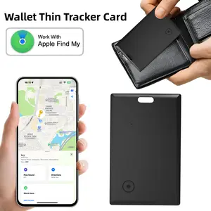 PUKEGM Wallet Tracker Card,Slim Smart Thin Finder,Works with Apple Find My (iOS Only),Waterproof Bluetooth Tracker Card-Button Device Magnetic Item Locator for Luggage Tags,Passports, Phone
