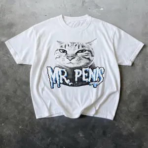 Men's Women's T-shirt, Mr Pen is Cat Tshirt, Brainrot Funny Shirt, Stupid Cringe Cat Gift, Animal Graphic Tees, Top Menswear Womenswear Streetwear Cotton Comfort Tshirt Crewneck Summer