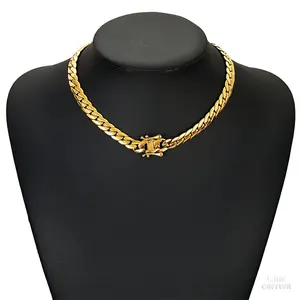 Men's gold-plated whip chain necklace with dragon head clasp, a stylish and trendy collarbone chain, perfect as a Valentine's Day gift.
