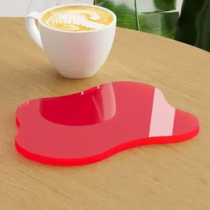 Coaster Decorative Plates, Clear Cloud Shape bar Drink Coasters, Coffee Cup Coaster for Desk Accessories Office  Decor, for Tabletop, Coffee Table, Kitchen, Bar(red)