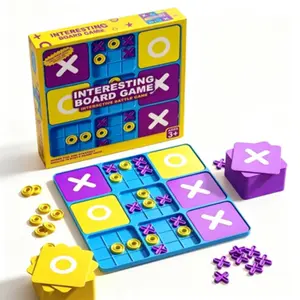 Color Tic-Tac-Toe Board Game 2-Player Educational Toy Brain-Boosting Hand-Eye Coordination Parent-Child Family Game Portable Gift for Kids summervibes