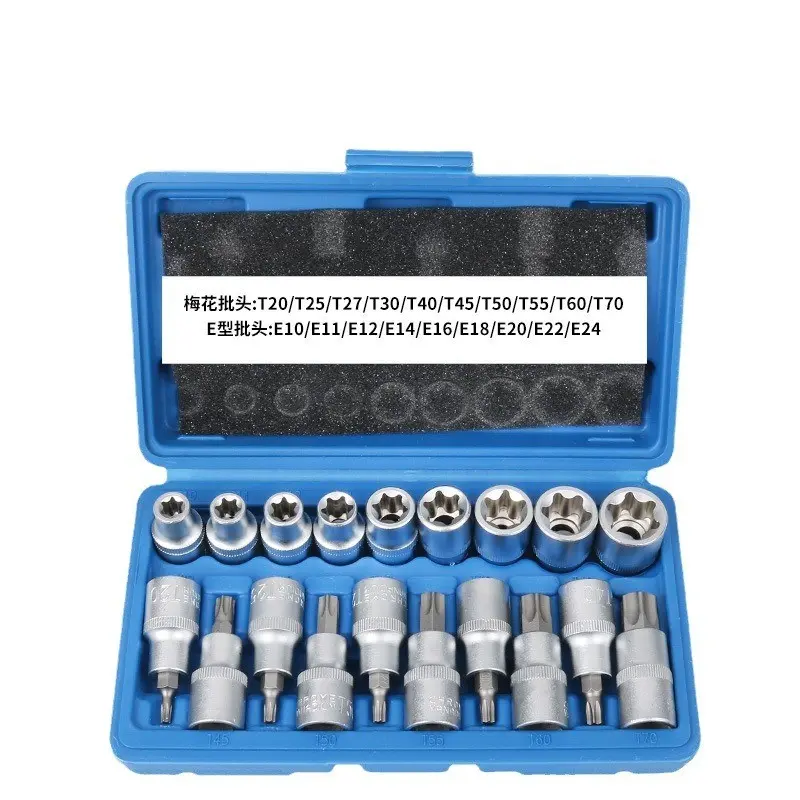 19-Piece Multi-Functional E-Type Hex Socket Set, Combination Wrench, Hex Wrenches, Star Shape Sockets, Car Repair Tool, Torque Sockets, Improve Efficiency!