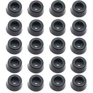 Round Plastic Bumpers Furniture  Pad Floor Protectors Furniture  Glides Sliders Black -Pack of 20