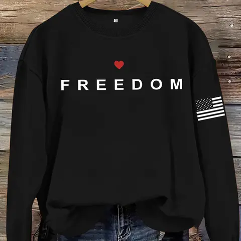 Women's Casual Fitted H-Type Graphic Pullover Sweatshirt, Round Neck, Four-Season Knit Fabric, Comfortable & Stylish Daily Wear