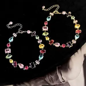 LunaStdla Rainbow Candy Bracelet - Elegant Sparkle Boho Style Multi-Colored Charm Bracelet for Women Girls, Perfect for Daily Wearing Party Nights