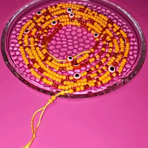 Orange Evil Eye Waist Bead for Protection - Handcrafted Beads with Evil Eye for Protection