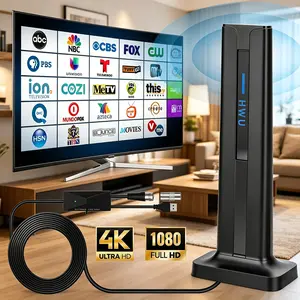 Upgraded Indoor HDTV Antenna 450 Miles Range Digital 4K 1080P USB Powered Remote Black
