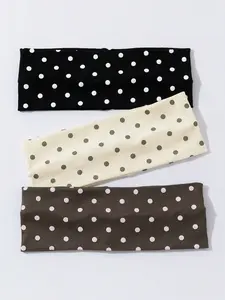 Women Bandana 3pcs/Set Women's Polka Dot Printed Soft Non-Slip Headbands, Elastic Yoga Sports Hair Accessories, Versatile For Daily Wear And Various Occasions Hair Bands, Hairband  For Vacation Outfits Woman Elegant Scarf