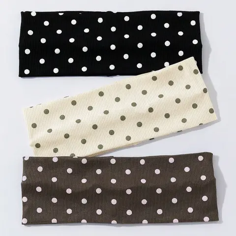 Women Bandana 3pcs/Set Women's Polka Dot Printed Soft Non-Slip Headbands, Elastic Yoga Sports Hair Accessories, Versatile For Daily Wear And Various Occasions Hair Bands, Hairband  For Vacation Outfits Woman Elegant Scarf, Non Slip Hairbands