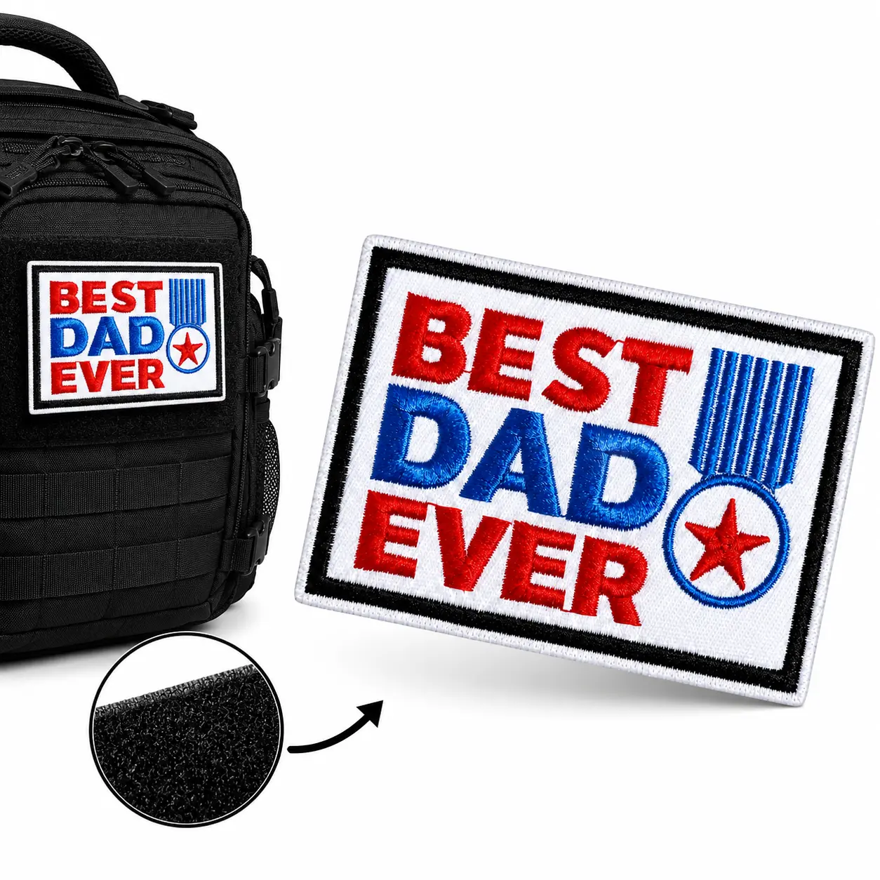 Dad Commemorative Design Embroidered Fabric Tactical Custom Patch, Hook-and-Loop Morale Patch for MOLLE Backpacks Vest, Custom Patches