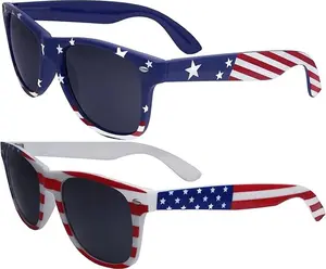 grinderPUNCH American Flag Sunglasses 2 Pairs Bulk for Men, Women & Unisex – USA Patriotic 4th of July Shades UV400 Protection for BBQ, Parade & Outdoor Party