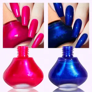 Hot Pink with Blue 2pcs Nail Polish, 12ml Quick Dry Nail Lacquer, Super Lustrous Nail Enamel Polish, Shimmer Iridescent Ultrachrome Nail Art Varnish, 0.41 fl oz/pcs