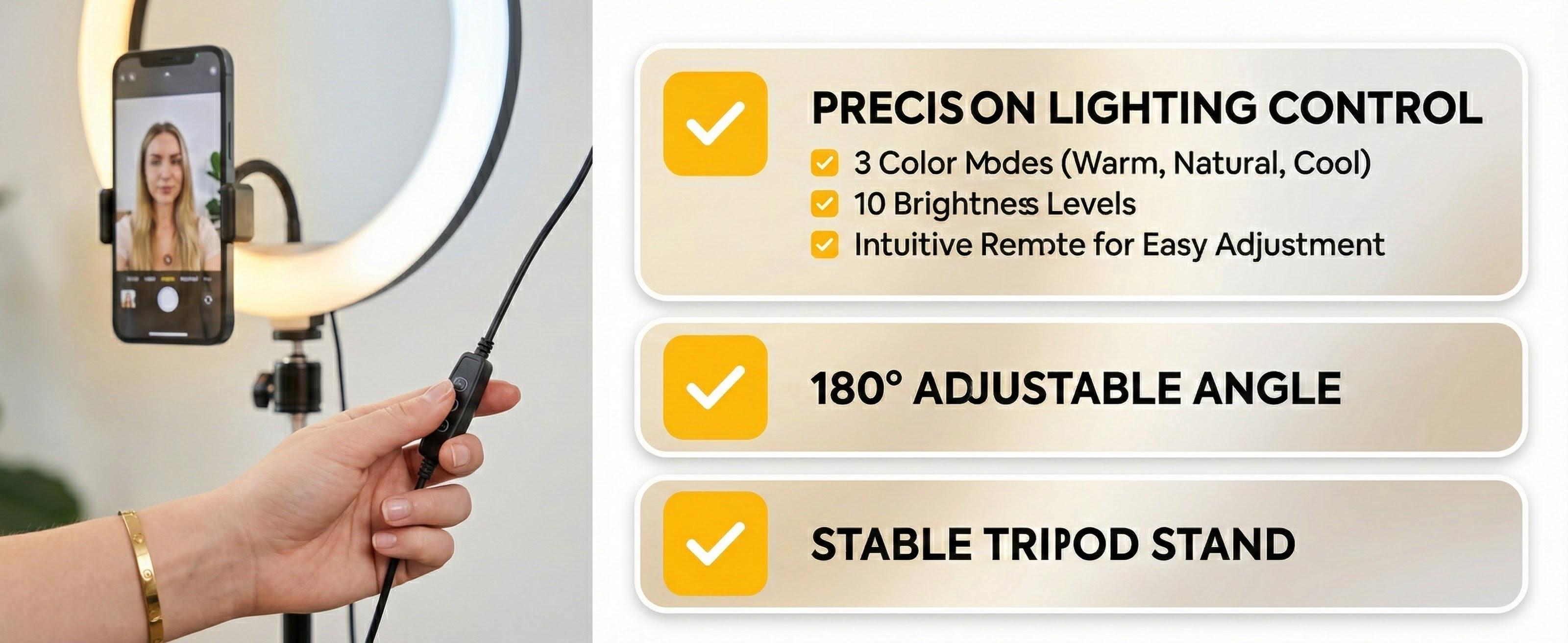10" Adjustable Led Video Light With Extendable Tripod Stand, Ring Light For 3 Color Mode, Dimmable Selfie Light For Video Recording, Makeup, Photography, Live Stream, TikTok, Youtubers, Content Creator, Cellphone Mount#new years#valentine's
