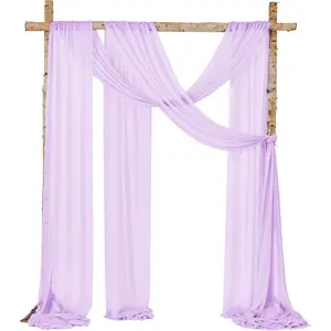TINGE TIME 32.8Ft Wedding Arch Draping Fabric, 2 Panels Wrinkle-Free Sheer Drapery Fabric for Wedding Arch Stage Backdrop Ceremony Bridal Show Reception