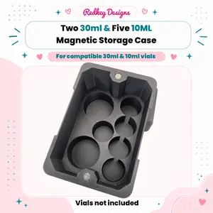 Magnetic Vial Storage Case for 2 Large 30ml + 5 Small 10ml Vials | Peptide, Insulin, TRT Vial Organizer