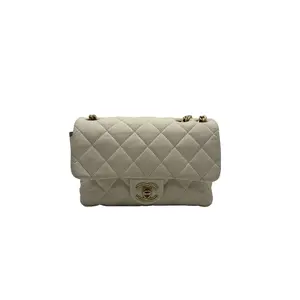 Pre-owned CHANEL france Crossbody Bags H1 Classic Flap (CF) Milk White/Ige Small Soft Sheepskin Diamond Chain Bag "White Moonlight CF" 62469