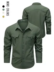 Lightweight Long Sleeve Shirt for All Seasons, Outdoor Multi-Pocket Tops for Fishing Hiking Cycling, Stretchy and Comfortable Fit