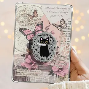 Cute Cat With a Knife The Horror Persist But So Do I Spooky Magnetic Pop Socket Phone Grip Kindle Grip Books Bookish Magnetic Kindle Grip Book Lover Kindle Accessories Phone Holder PopSocket Phone Grip