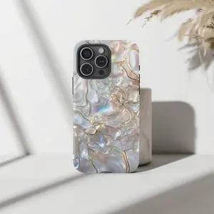 Aesthetic Luminous Mother of Pearl Shell IP Phone Case | Luxury Iridescent Marble Phone Cover for IP Phone 17, 16, 15, 14, 13, 12, 11, Pro, Pro Max, Plus, SE, X, XR, XS