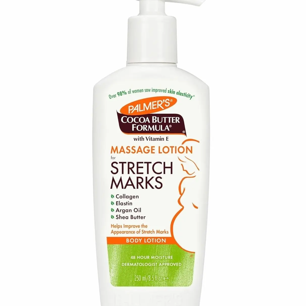 Palmer's Cocoa Butter Formula Massage Lotion For Stretch Marks, Pregnancy Skin Care, Belly Cream with Collagen, Elastin, Argan OIl and Shea Butter, 8.5 Ounces