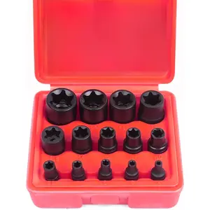 14-Piece E-TORX Socket Set - Premium Female Torx Socket Set, Ultimate Torque Star Sockets, External Torx Sockets E4-E24,Professional Grade Auto & Motorcycle Mechanic Set