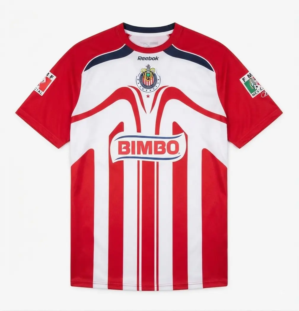 LIGA MX Chivas Guadalajara Retro 2006 Home Kits, 3D All Over Print Full Logo Men's Short Sleeve Jersey Shirt Sports Outfits, Soccer Jersey Shirt, Football Shirt, Sportswear, Full Size S-5XL