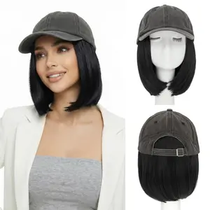 SEGOHAIR Women's 6 Inch Baseball Cap Full Wig, Matte Heat Resistant Straight Hair, Short Straight Hair Extensions For Ladies, Adjustable Hat Size, Soft & Breathable Lazy Daily Wig